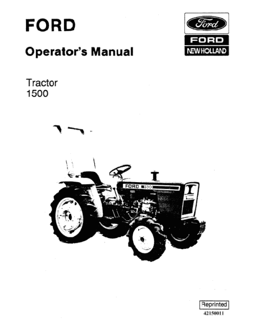 Ford New Holland 1500 Tractor Owners Operators Maintenance Manual