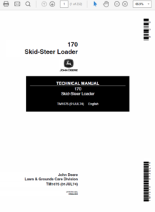 JOHN DEERE 170 Skid-Steer Loader Repair Technical Manual