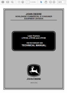 JOHN DEERE LTR155 LTR166 LTR180 LAWN GARDEN TRACTOR Service Repair Manual
