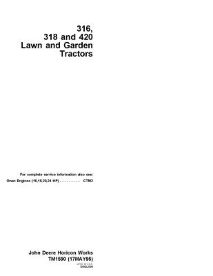 John Deere 316 318 420 Lawn Tractor Repair Service Manual John Deere 316 318 420 Lawn Tractor Repair Service Manual