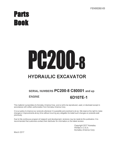 Komatsu PC200-8 Part Book Pdf