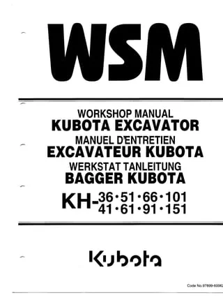 Kubota KH 51 Excavator Repair Service Manual