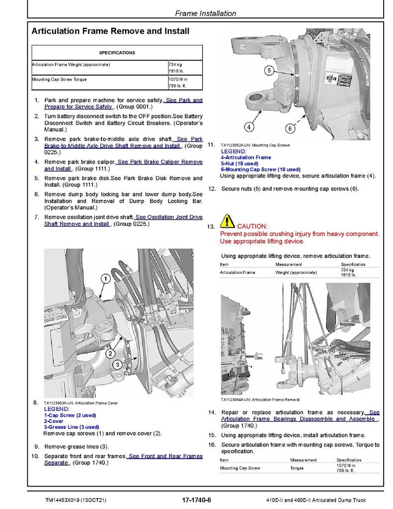 John Deere 410E II, 460E II Articulated Dump Truck Service Manual Service & Repair Manual PDF