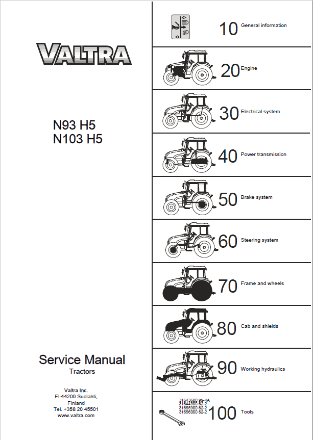 Valtra N93H5, N103H5 Tractor Service Repair Manual Valtra N93H5, N103H5 Tractor Service Repair Manual