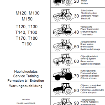 Valtra T120, T130, T140, T160, T170, T180, T190 Tractors Service Repair Manual