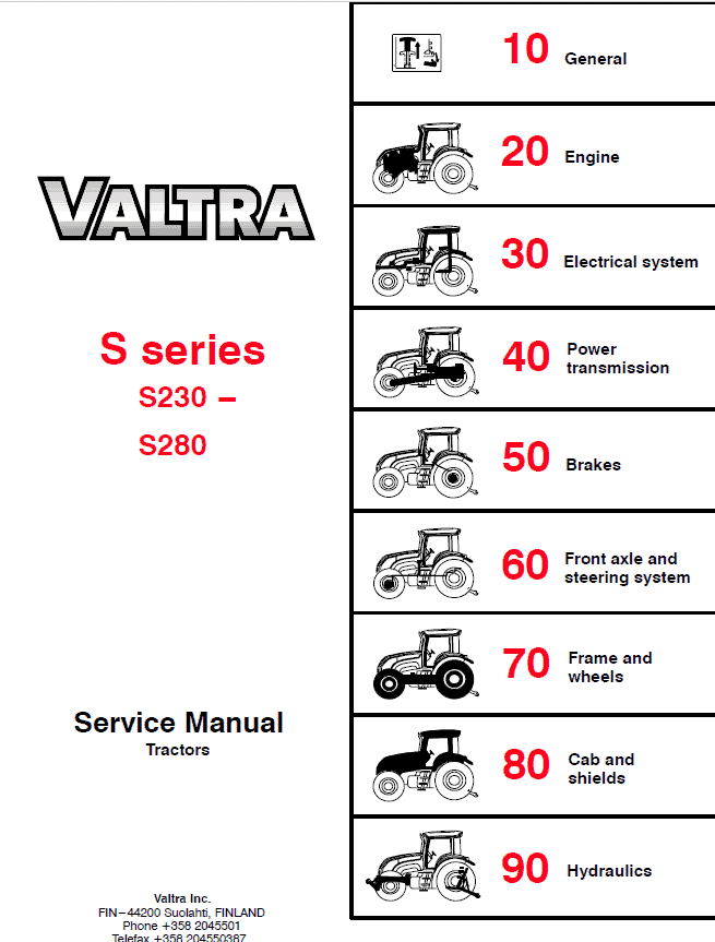 Valtra S230, S240, S260, S280 Tractors Workshop Repair Manual Valtra S230, S240, S260, S280 Tractors Workshop Repair Manual