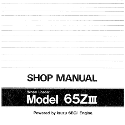 Kawasaki 65ZIII Wheel Loader Service Manual
