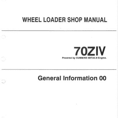 Kawasaki 70ZIV Wheel Loader Repair Service Manual
