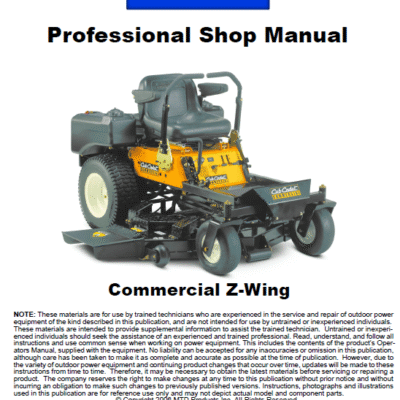 Cub Cadet Z-Wing Series Service Manual