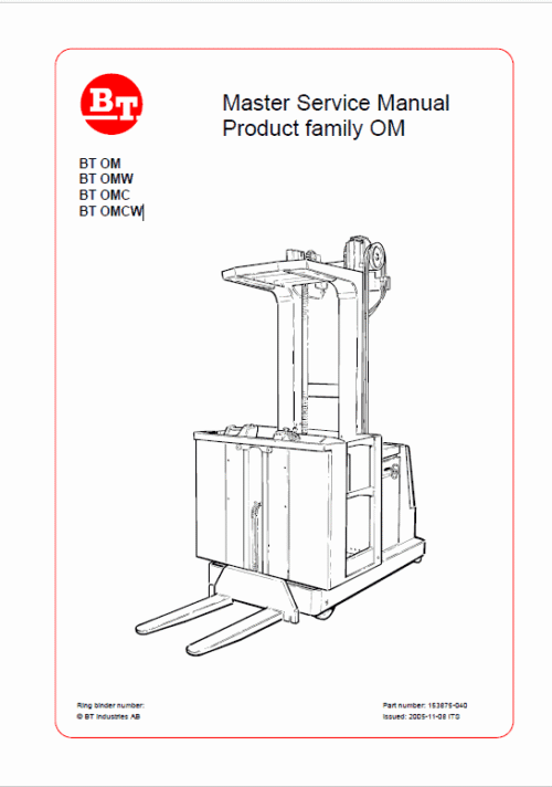 BT OM, OMW, OMC, OMCW Pallet Truck Service Manual