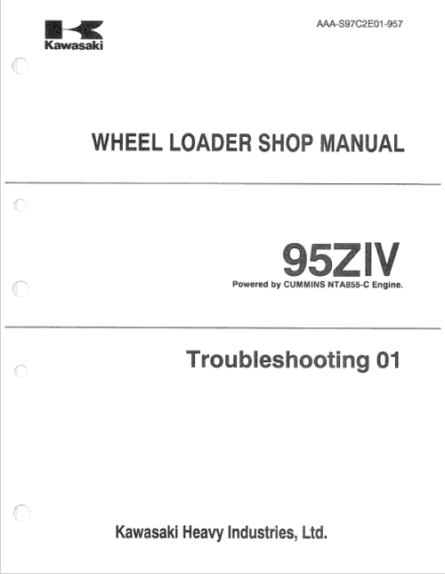 Kawasaki 95ZIV Wheel Loader Repair Service Manual