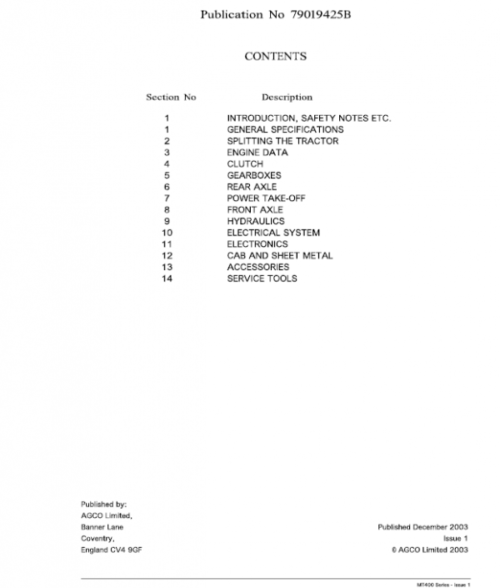 Challenger MT425, MT445, MT455, MT465 Tractor Service Manual