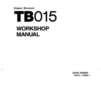 Takeuchi TB015 Compact Excavator Service Manual