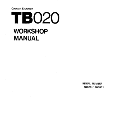Takeuchi TB020 Compact Excavator Service Manual