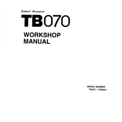 Takeuchi TB070 and TB070W Excavator Service Manual