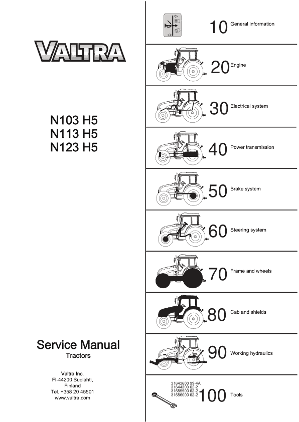 Valtra N103H5, N113H5, N123H5 Tractors Service Repair Manual Valtra N103H5, N113H5, N123H5 Tractors Service Repair Manual