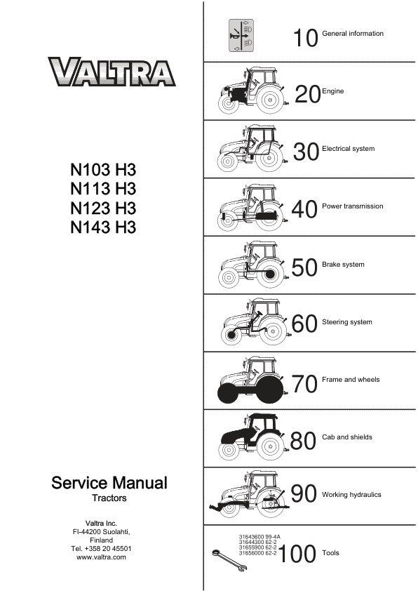 Valtra N103H3, N113H3, N123H3, N143H3 Tractor Service Repair Manual Valtra N103H3, N113H3, N123H3, N143H3 Tractor Service Repair Manual
