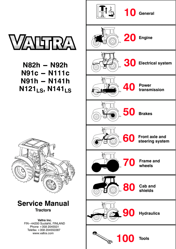 Valtra H91C, N101C, N111C, N111EH, N121LS, N141LS Tractors Service Repair Manual Valtra H91C, N101C, N111C, N111EH, N121LS, N141LS Tractors Service Repair Manual