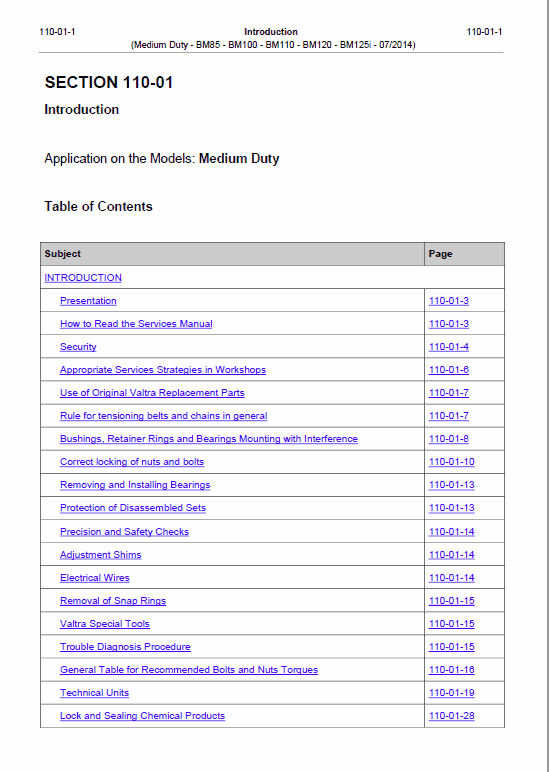 Valtra BM85, BM100, BM110, BM120, BM125i Tractor Service Manual Valtra BM85, BM100, BM110, BM120, BM125i Tractor Service Manual