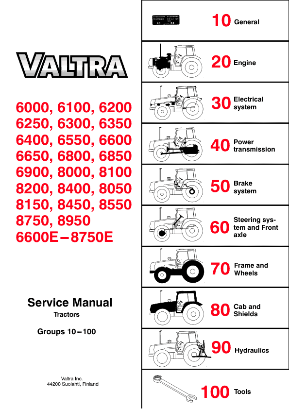 Valtra 8550, 8550E, 8550 Hi, 8750, 8750E, 8950 Hi Tractors Service Repair Manual Valtra 8550, 8550E, 8550 Hi, 8750, 8750E, 8950 Hi Tractors Service Repair Manual