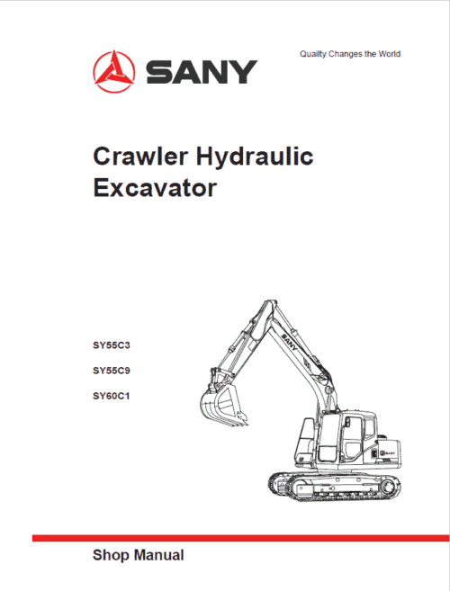 Sany SY55C3, SY55C9, SY60C1 Hydraulic Excavator Repair Service Manual