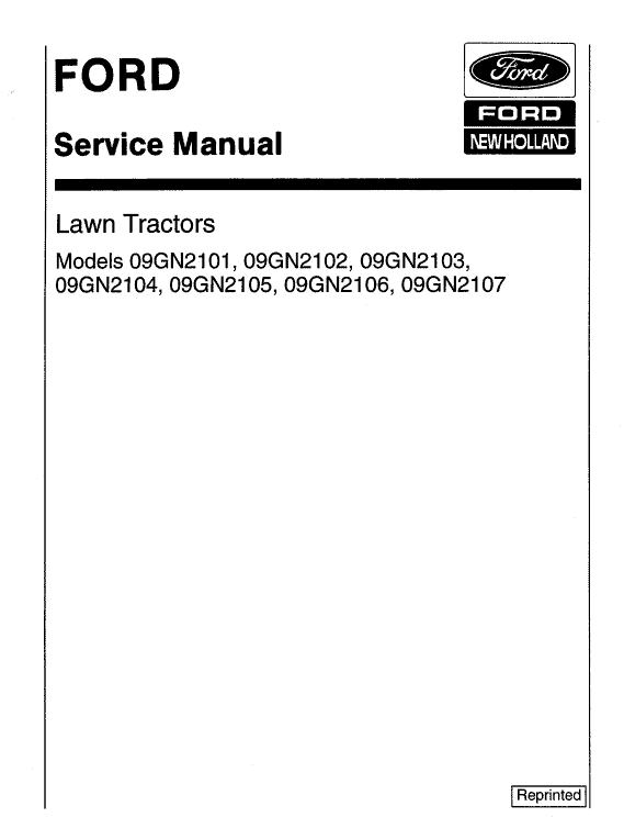 Ford LT8, LT11 Mower Tractor Service Manual Ford LT8, LT11 Mower Tractor Service Manual