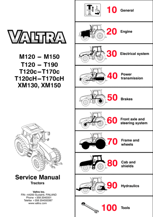 Valtra T120c, T120ch, T130c, T130ch, T140c, T140ch, T160c, T160ch, T170c, T170ch Repair Manual