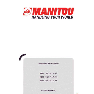 Manitou MRT 1850, 2150, 2540 Privilege Plus E3 Telehandler Repair Service Manual