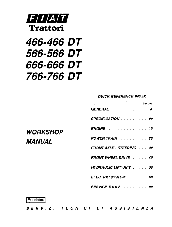 Fiat 466, 566, 666, 766 Tractor Workshop Service Manual Fiat 466, 566, 666, 766 Tractor Workshop Service Manual