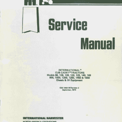 Cub Cadet 800, 1000, 1200, 1250, 1450 and 1650 Service Manual