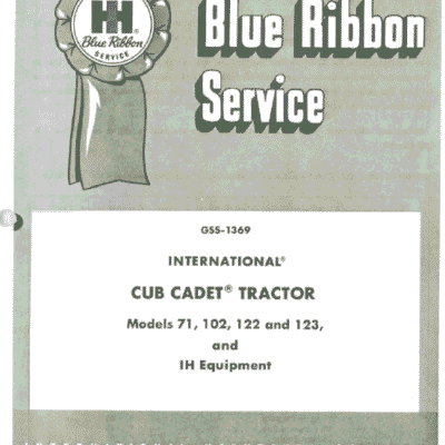 Cub Cadet 71, 102, 122 and 123 Tractor Service Manual