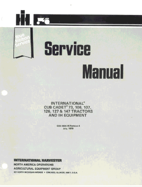 Cub Cadet 73, 106, 107, 126, 127 and 147 Tractor Manual