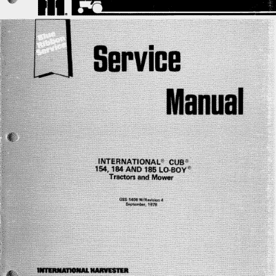 Cub Cadet 154, 184 and 185 Tractor Service Manual