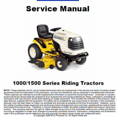 Cub Cadet 1000 and 1500 Series Service Manual