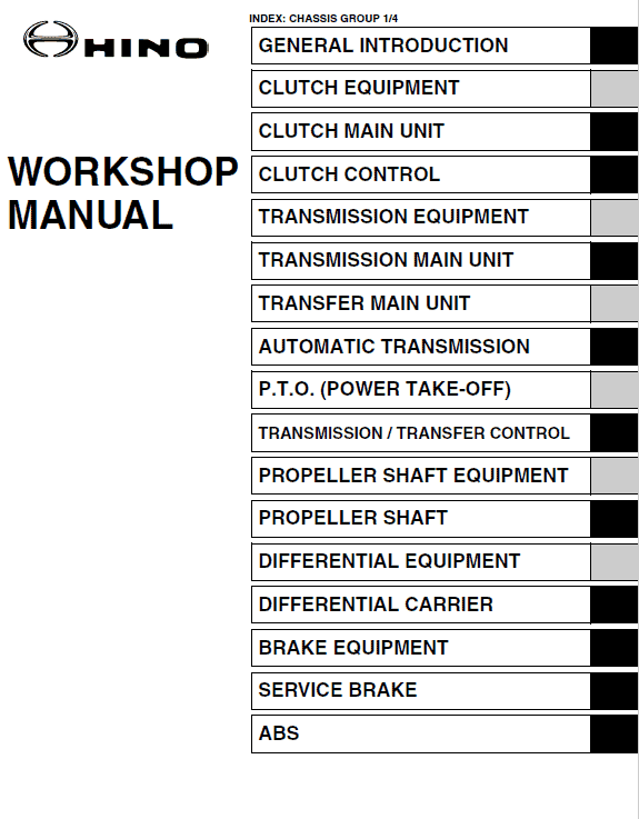 Hino Truck 2011, 2012 and 2013 Service Manual Hino Truck 2011, 2012 and 2013 Service Manual