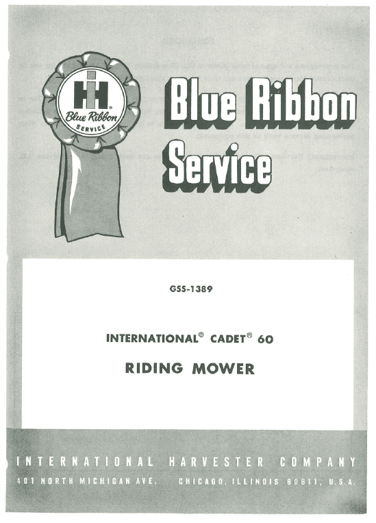 Cub Cadet Model 60 Riding Mower Service Manual Cub Cadet Model 60 Riding Mower Service Manual