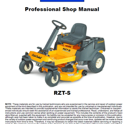 Cub Cadet RZT S Series (2012 and After) Service Manual