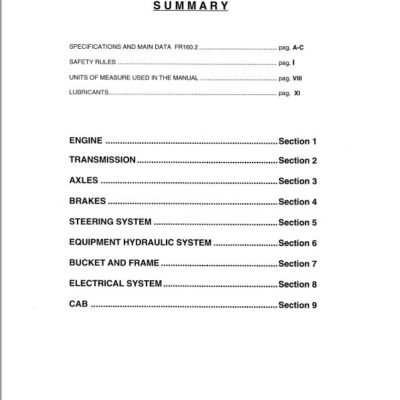 Fiatallis FR160.2 Wheel Loader Repair Service Manual