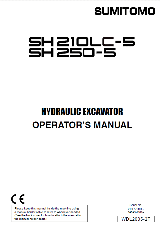 Sumitomo SH210LC-5 Hydraulic Excavator Repair Service Manual Sumitomo SH210LC-5 Hydraulic Excavator Repair Service Manual - Image 2