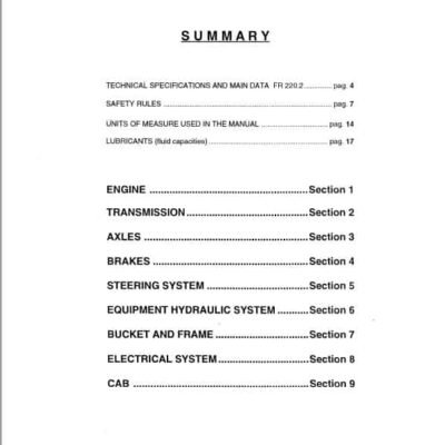 Fiatallis FR220.2 Wheel Loader Repair Service Manual