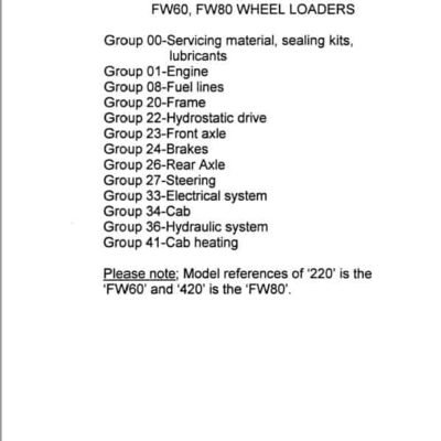 Fiatallis FW60, FW80 Wheel Loader Repair Service Manual