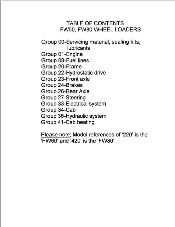 Fiatallis FW60, FW80 Wheel Loader Repair Service Manual Fiatallis FW60, FW80 Wheel Loader Repair Service Manual