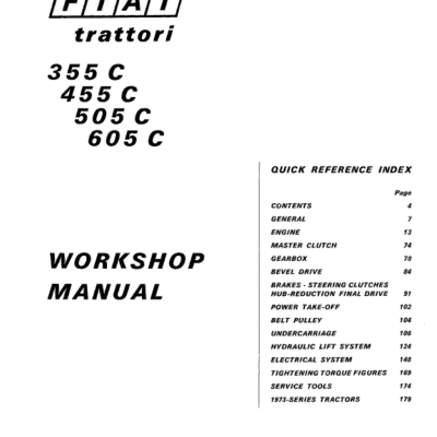 Fiat 355C, 455C, 505C, 605C Crawler Tractor Service Manual