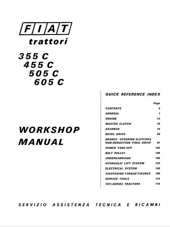 Fiat 355C, 455C, 505C, 605C Crawler Tractor Service Manual Fiat 355C, 455C, 505C, 605C Crawler Tractor Service Manual