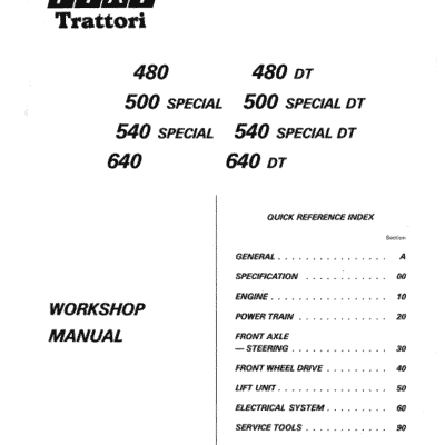 Fiat 480, 500S, 540S, 640 Tractor Workshop Service Manual