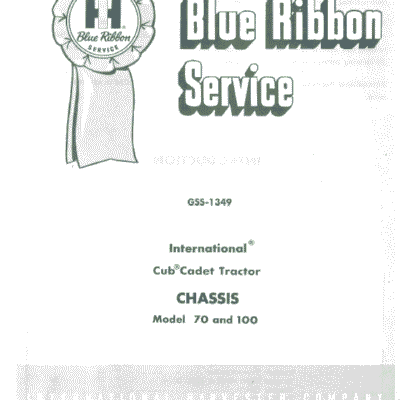 Cub Cadet 70 and 100 Tractor Service Manual