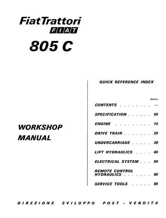 Fiat 805C Crawler Tractor Workshop Service Manual Fiat 805C Crawler Tractor Workshop Service Manual