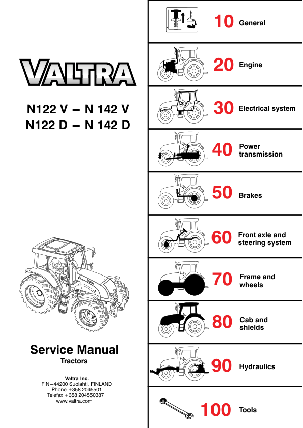 Valtra N122V, N122D, N142V, N142D Tractors Repair Manual Valtra N122V, N122D, N142V, N142D Tractors Repair Manual