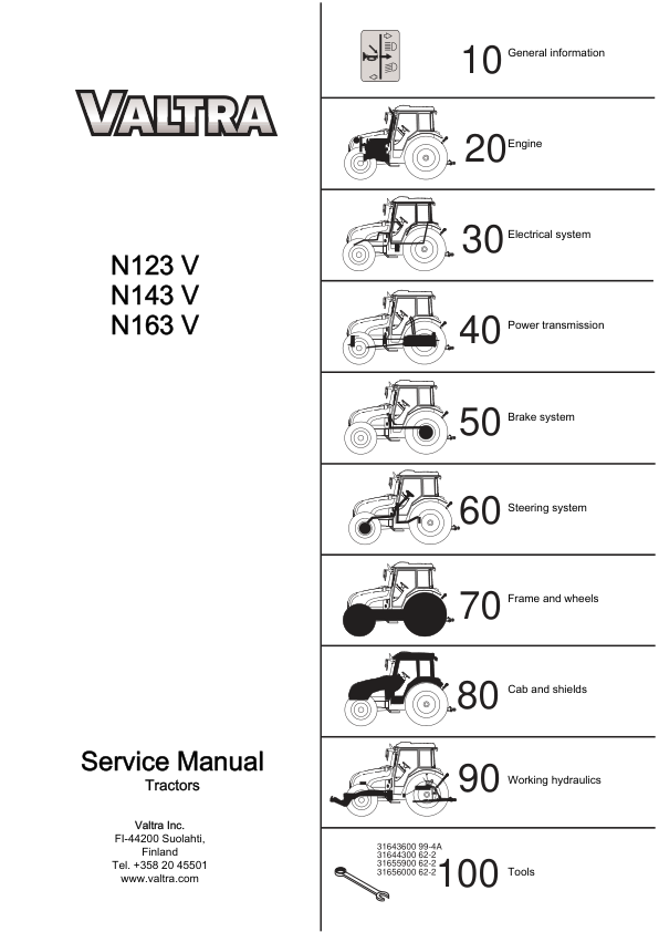 Valtra N123V, N143V, N163V Tractors Repair Manual Valtra N123V, N143V, N163V Tractors Repair Manual