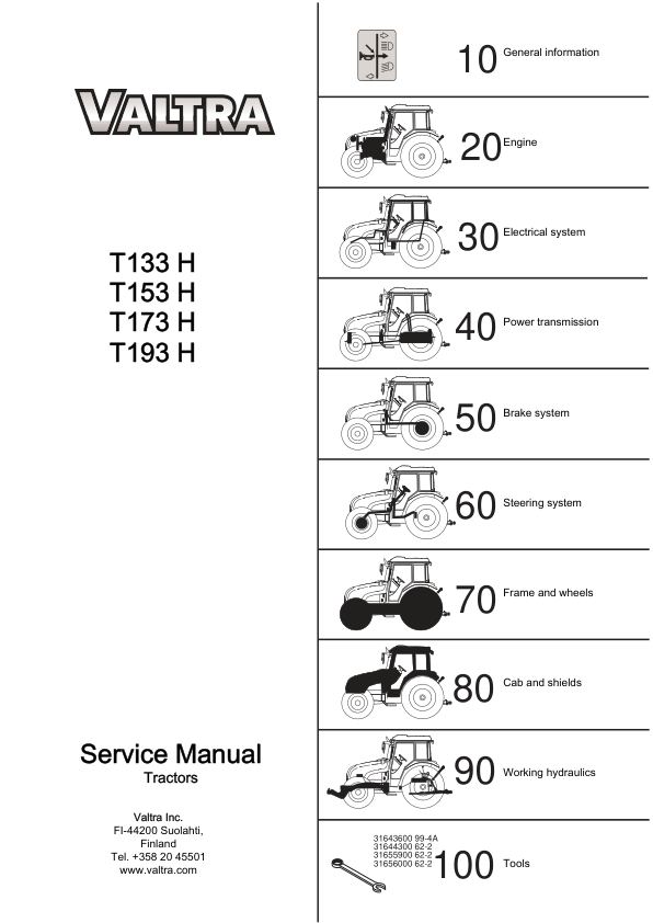 Valtra T133H, T153H, T173H, T193H Tractors Repair Manual Valtra T133H, T153H, T173H, T193H Tractors Repair Manual